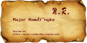 Major Reményke névjegykártya